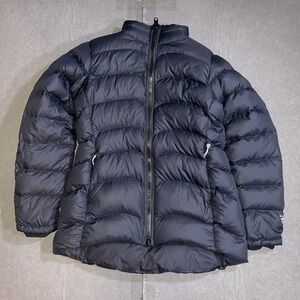 Mountain Hardwear‎ Jacket Womens M Puffer Goose Down Long Zip Fleece Lined Black